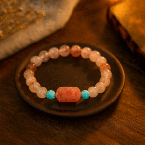 Natural Red Gel Flower Crystal Salt Source Agate Flower Pendant Bracelet