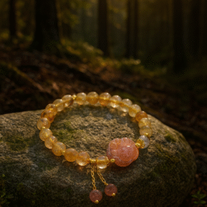 Elegant Strawberry Quartz Cat Paw Bracelet