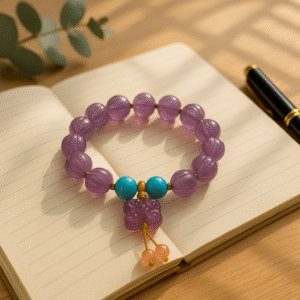 Radiant Lotus Amethyst Glass Bracelet
