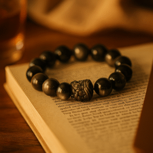 Silver Obsidian Pixiu Bracelet